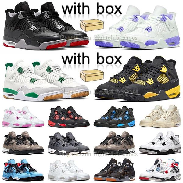 jordan4s jorden 4 jordens retro Jumpman 4 Pine Green Yellow Thunder 4s mit Box Jumpman J4 Basketballschuhe Männer Frauen Black Cat Hordan 4  Freeze Moments J4s Oreo Sneaker