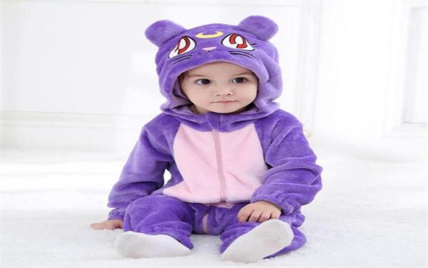 Neonato Kigurumi Sailor Moon Purple Luna Cat Costumi Cosplay Cartoon Flanella Pagliaccetto infantile Onesies Pigiama Sleepwear C281D6059540