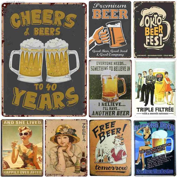 Metallmalerei „Cheers A Beer Free Beer Tomorrow“ Metallblechschilder Poster Teller Wanddekoration für Man Cave Bars Café Clubs Retro Poster Plakette T240309