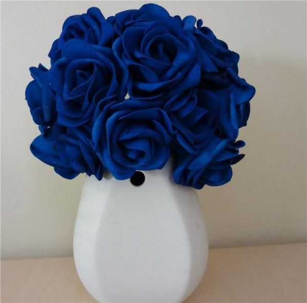 100X fiori artificiali rose blu royal per bouquet da sposa decorazioni per matrimoni centrotavola lotti interi LNRS001 T2005095698641