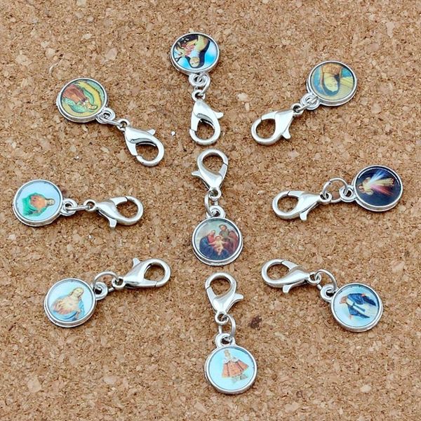 Karışık Katolik Kilisesi Madalyaları Saints Cross Charm Yüzen ıstakoz Kılıfları Mücevher Yapma Bilezik Kolyesi DIY Accessor172V