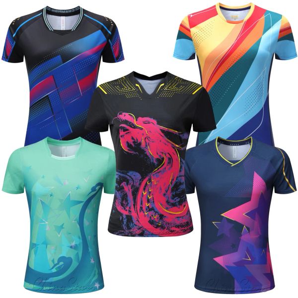 Hemden Chinese Dragon National Championship Damen Tischtennis-Trikots Damen Mädchen Jungen Tischtennis-Shirts Damen Ping Pong T-Shirt