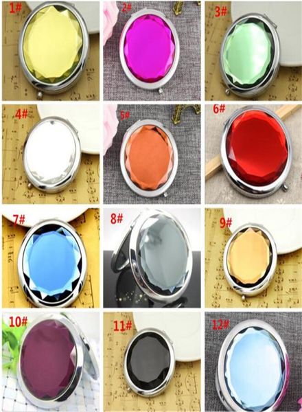 50 stücke 12 farben Kosmetische Kompakte Spiegel Kristall Vergrößerungs Multi Farbe Make-Up Make-Up-Tools Spiegel Hochzeit Gunsten Geschenk x0383044304