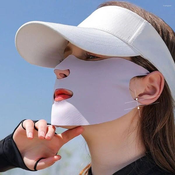 Lenços para homens verão ao ar livre cor sólida feminino lenço de seda anti-uv rosto capa protetor solar máscara de véu