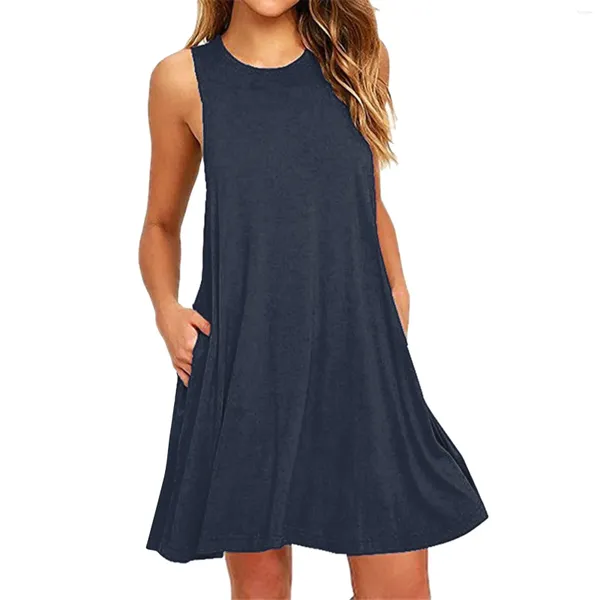 Casual Kleider Frauen Kleid Strand Solide Ärmelloses Rückenfreies Leibchen Mini Kurze Sommerkleid Formale Robe Gala Vestido