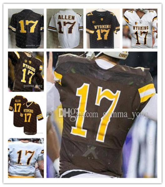 Personalizado Homens Wyoming 17 Josh Allen College Football Brown Branco Stitcehd Atacado Jerseys Barato S-4XL1589705