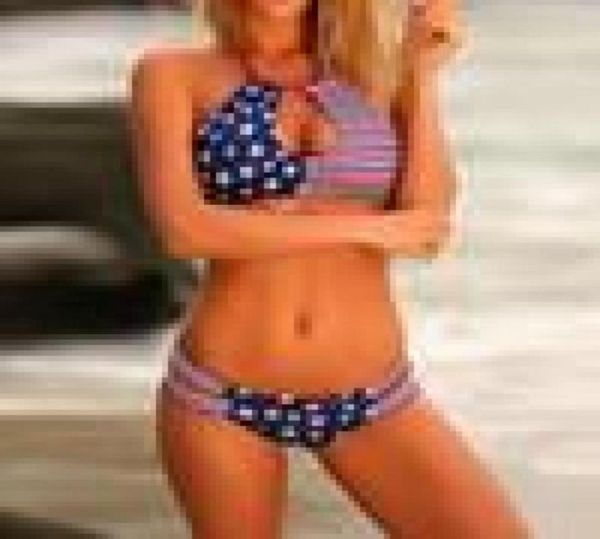 Plus Size Damen Sexy Bikini American Flag Stars Stripes Bikini Badeanzüge st5884982