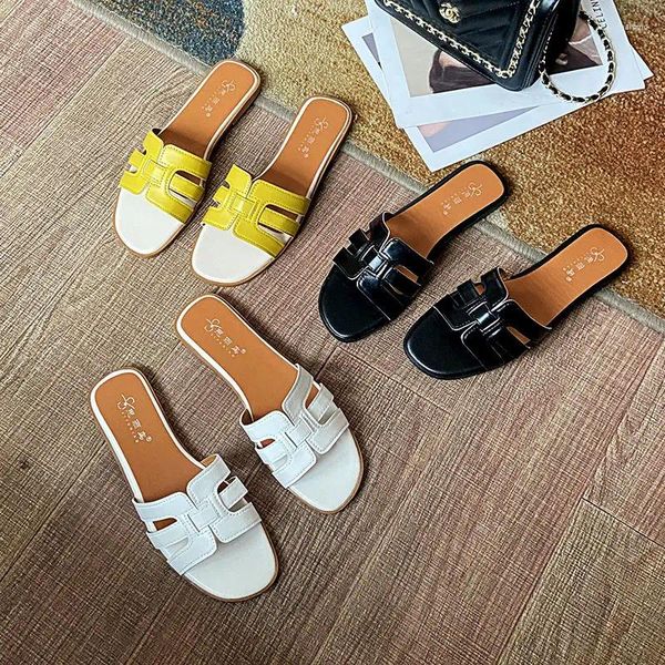 Hausschuhe Schuhe Außerhalb Frauen Und Damen Sandalen Offene Spitze Slides Schwarz Sommer 2024 Flache Aber ICH Großhandel F W