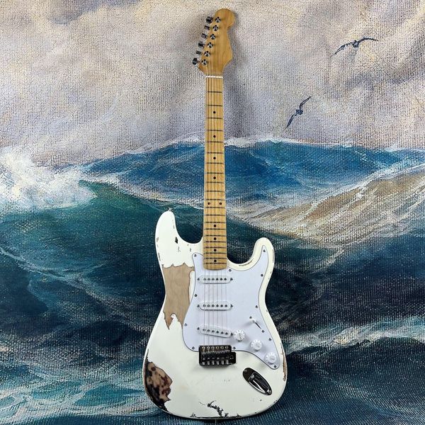St Electric Guitar Kalıntıları By Hands 6 String Yüksek Kaliteli Katı Eski Gitar