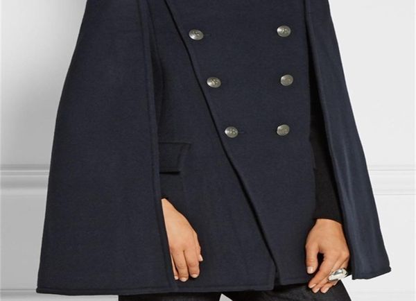 UK Autunno Inverno Novità Runway Designer Donna Poncho in lana oversize Navy Cape Cappotto Mantello femminile manteau femme abrigos mujer 2012119433851