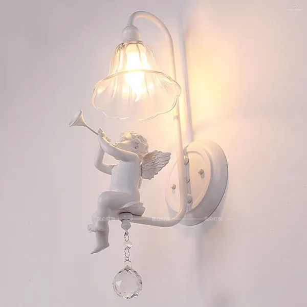 Wandlampe, Schlafzimmer, Nachttischlampen, italienische Milano-weißes Kunstharz, Baby-Engel, Wohnzimmer-Kristalllampen, Korridor-Flur-Wandlampen