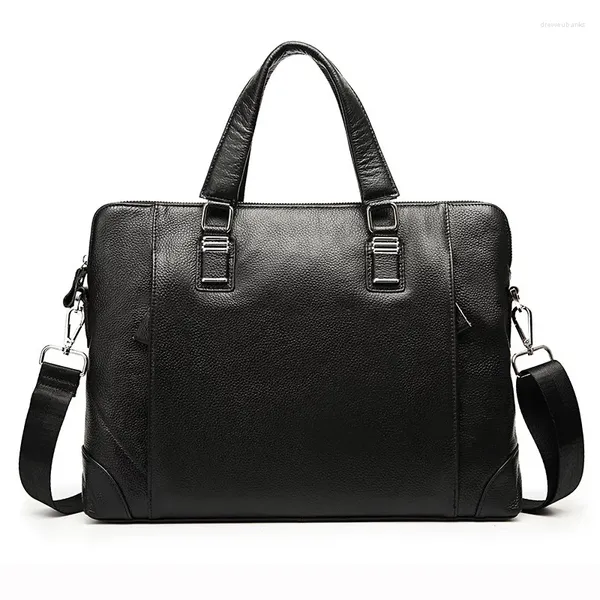 Sacos de noite homem maleta de couro genuíno masculino bolsa de negócios bolsa de ombro casual laptop a4 papel