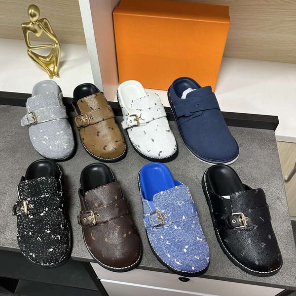 Aconchegante conforto tamanco sandálias designer mulheres homens pele plana mules chinelos moda inverno quente pelúcia slides 1155ess