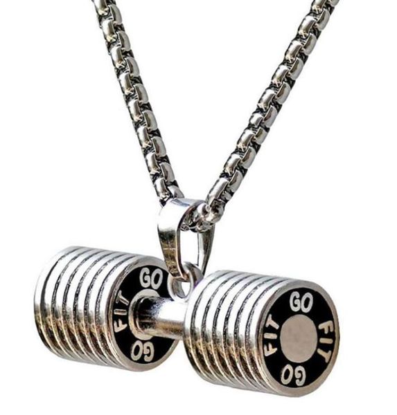 Collana con manubri per bodybuilding Collana fitness di piccole dimensioni Collana con bilanciere in argento Gioielli fitness in acciaio inossidabile5185293