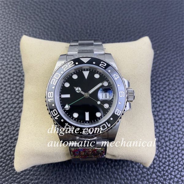 Clean Factory CF Herrenuhr, schwarze Keramiklünette, 40-mm-Zifferblatt, GMT-Automatikwerk Eta 3285, 904L-Stahl, Diver 116710, Garantiekarten-Armbanduhr