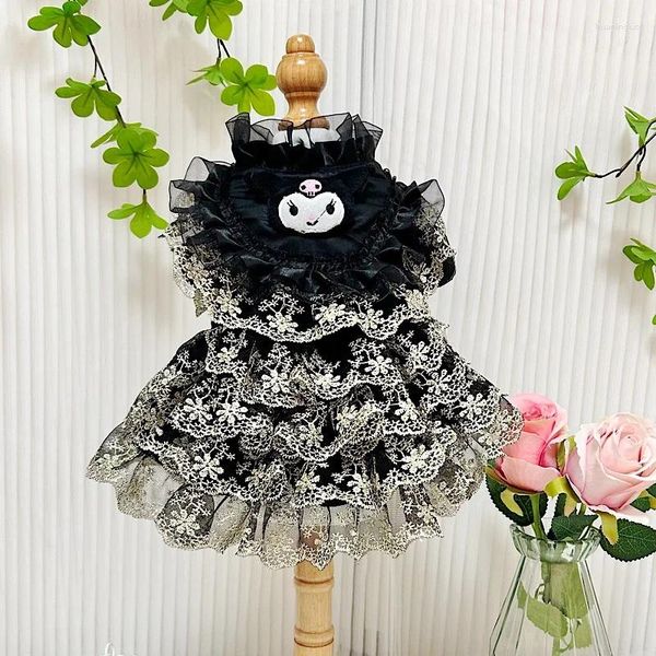 Hundebekleidung Frühling Chihuahua Haustierkleidung Mode handgemachte dünne schwarze Spitze Blumenkuchen Prinzessin Kleid für kleine mittlere Oberbekleidung