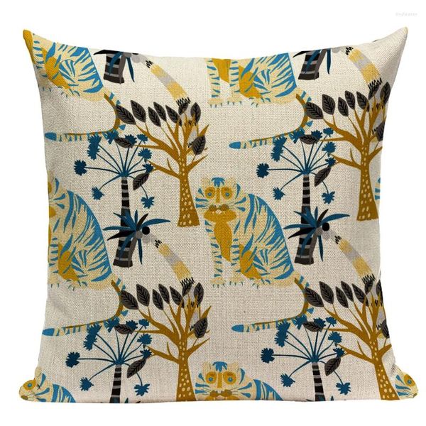 Travesseiro Nordic Fronha Estofamento Decorativo Floral Sofá Retro Capas 45x45 Impresso Estilo Europeu Macaco Cisne E2207G