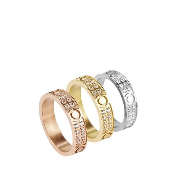 Anel estrelado, anéis de amor, designer de anel de unha para mulheres, aço de titânio, ouro rosa, banhado a prata com diamante completo para homens, anéis de casamento, noivado, gif