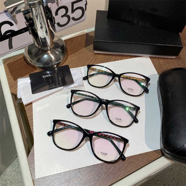 2024 Luxusdesigner neuer Luxusdesigner Sonnenbrille CH3408 Cat Eye Eye Black Farb -Leder -Bein Rahmen Antiblau -Licht -Schlichtspiegel kann mit kurzsichtigen Frauen kombiniert werden