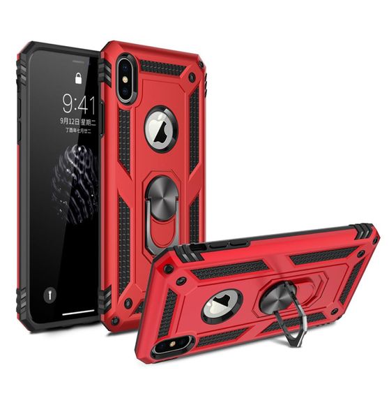 Capa armadura de camada dupla com suporte de anel de metal giratório de 360 graus, capa à prova de choque para iPhone 6 6S 7 8 7 plus 8 plusXS XR XS3033437