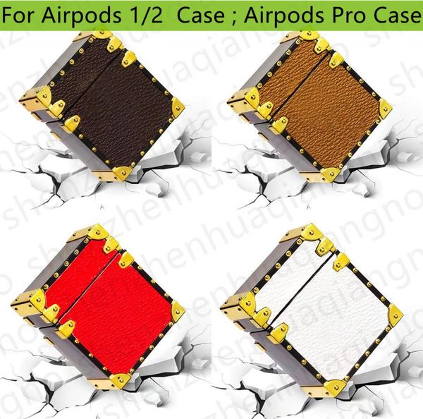 Custodia in pelle PU quadrata di lusso per custodia Airpod Pro Custodie per Airpods Designer Auricolare protettivo con corda da polso1190012