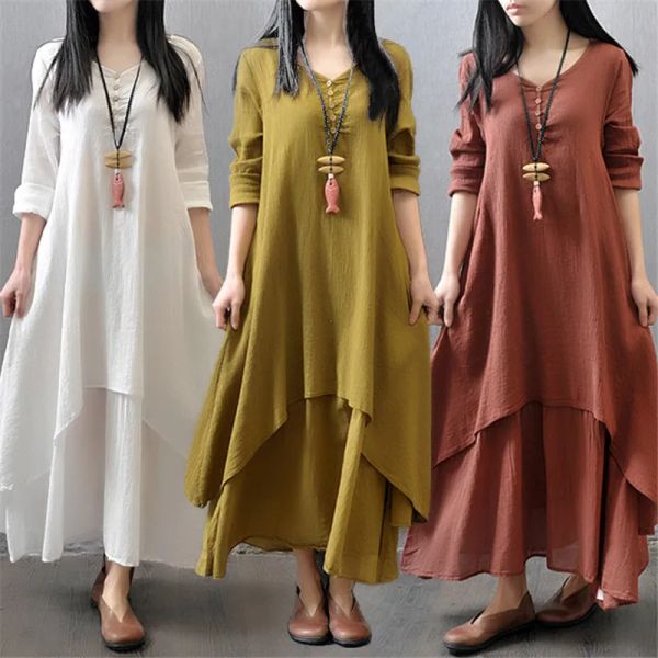 Kleider Mutterschaft Kleidung Langarm Kleid Vestido Frühling Herbst Lose Leinen Casual Weibliche Frauen Böhmen Robe Kleid Vestidos Plus Größe