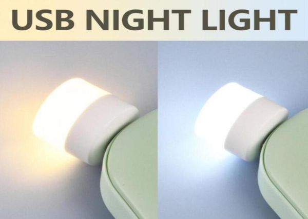 Gadget LED Spina USB Lampada da notte Computer Alimentazione mobile Ricarica Lampade per libri Protezione per gli occhi a LED Lettura Piccola luce rotonda5692634