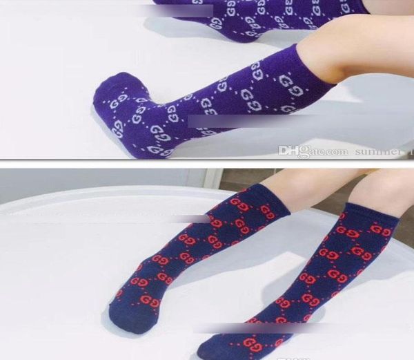 Модные детские носки высокого качества для девочек, вязаные повседневные носки с буквами, дизайнерские детские хлопковые носки для мальчиков, баскетбольные носки в полоску A47329897182