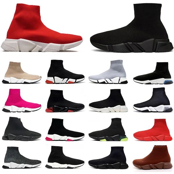 Designers sapatos de meia para homens mulheres dhgates branco preto vermelho deslizamento-on claro sola néon amarelo meias speed runner treinadores estiramento tecido velocidades tênis casuais 36-47