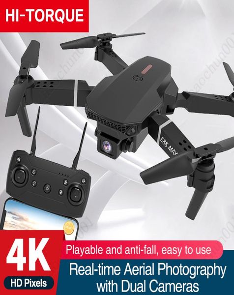1X E88max RC LED Mini Controlado com Acessórios Drone 4K HD Câmera de Vídeo Aérea Pografia Helicóptero Aeronave 360 Graus Flip 5096611