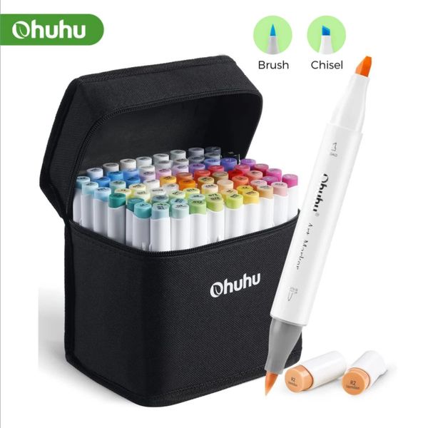 Ohuhu Honolulu Marker Pen Set Ölige Alkohol Kunst Marker Dual Pinsel Filz Skizzieren Zeichnen Graffiti Manga Schulbedarf 240229