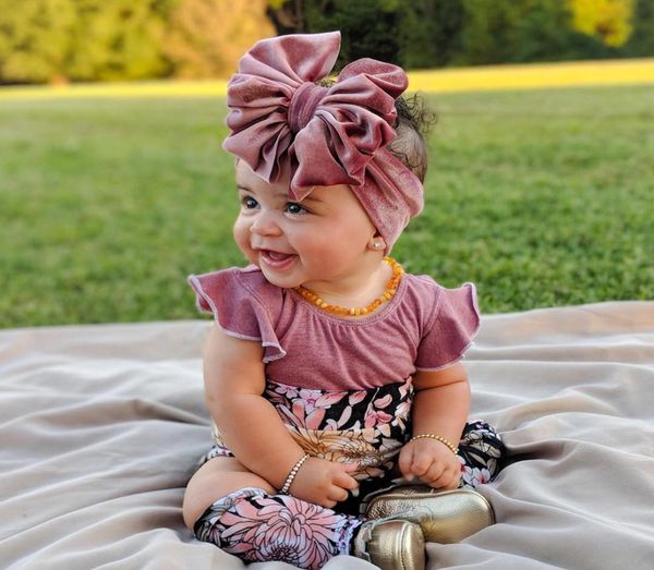 Nova moda 14 cores grande bowknot bandana bebê menina headbands arco faixa de cabelo crianças criança algodão turbante cabeça envoltório acessórios de cabelo 6068154