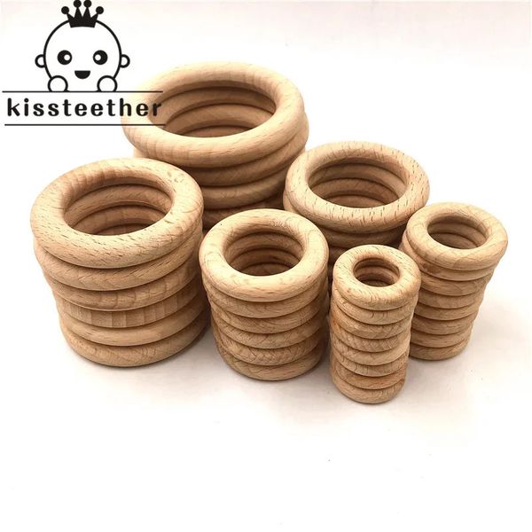 25-68mm Anello in legno di faggio naturale Massaggiagengive Perline in legno per bambini Neonati Prodotto per la cura della dentizione Collana fai da te 240307