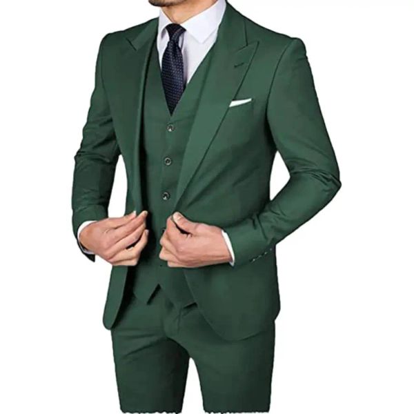 Suits Erkek takım elbise en son 3 parça ince fit smokin düğün partisi erkekler için blazer yelek pantolon iş resmi kostüm homme