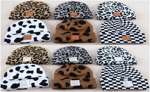 Lettera di moda Cappelli lavorati a maglia Berretti invernali Unisex Leopard Cow Stampato Skull Caps Designer Bonnet Trendy Etichetta Cappello all'uncinetto Knitting5767877