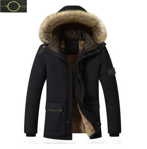 Stone Jacket Island Plus Size Mantel Herren Markendesigner Daunen Winter Verdickung Outdoor winddicht warm großer Pelzkragen lange CP-Jacken A64