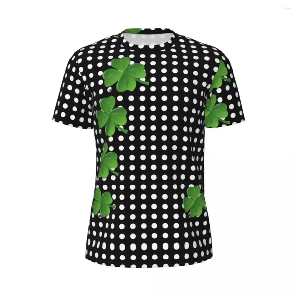 T-shirt da uomo Camicia a pois bianca nera Uomo St Patricks Day Irish Shamrocks Y2K T-shirt sportive casual T-shirt estive ad asciugatura rapida Top oversize