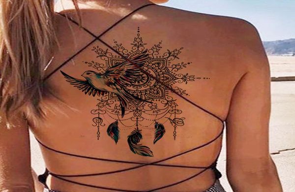 Fiore uccello totem adesivo tatuaggio temporaneo piuma tatuaggio impermeabile body art tatuaggio finto tatuaggio impermeabile body art falso tatoo1163652