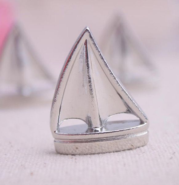 Portacarte a tema Segnaposto Barca a vela Tavolo da spiaggia in argento Numero di carte Clip Cornice per nome Forniture per matrimoni5618469