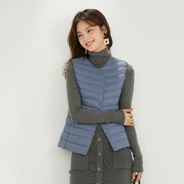 Herrenjacken Damen Blau Winter Daunenmantel Übergröße Damen Steppweste Knopfleiste V-Ausschnitt Leichte ärmellose Jacke Große Größe 4XL