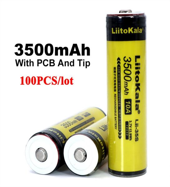 100pcs Liitokala Lii35S Protegido 18650 3400mAh bateria recarregável Lilon com 2MOS PCB 37V para lanterna5749153