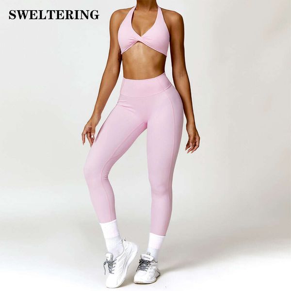 Lu Align Lemon 2 pezzi Tuta da donna Set da yoga senza cuciture Tuta sportiva Allenamento Abbigliamento da palestra Leggings a vita alta Abbigliamento sportivo Fiess 2024 Gym Jogger Sport