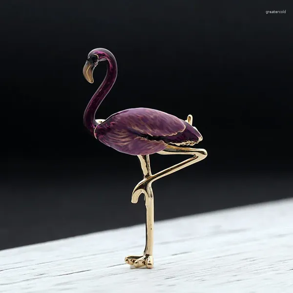 Broches animais esmaltados flamingo pássaros para mulheres fantasia acessórios de joias buquê 4 cores cachecol fivela broche de pano alfinetes