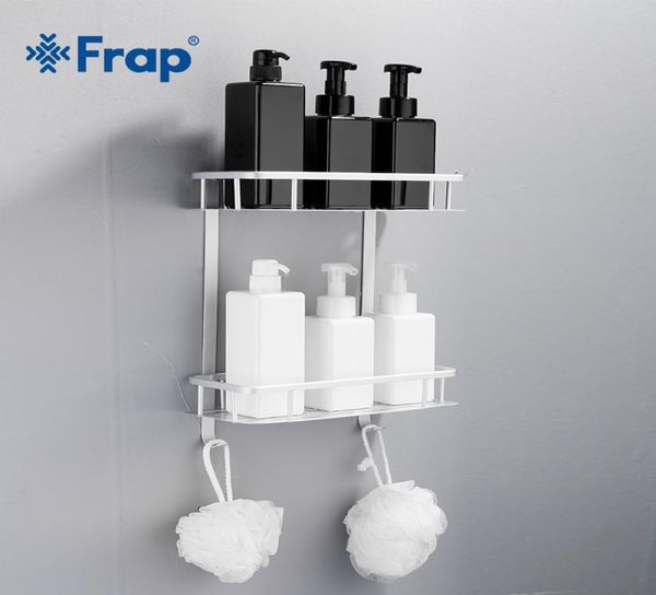 Frap Nuovi scaffali da bagno Space Alluminio 2 livelli Mensola angolare Doccia Caddy Storage Shampoo Cestino Supporto da cucina a parete Y380152 T205657278