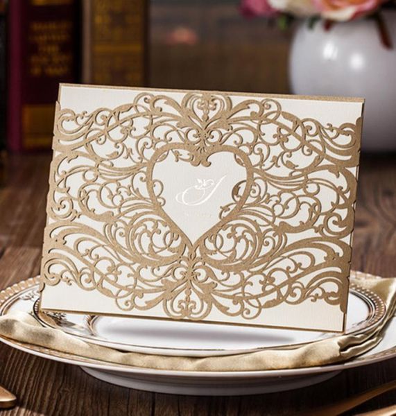 Invito a nozze Wishmade personalizzato oro personalizzato con buste sigillate stampa personalizzata per il matrimonio8280899