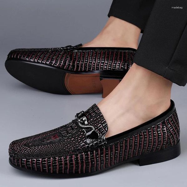 Scarpe casual di alta qualità primavera autunno comodi mocassini da uomo in pelle modello coccodrillo slip on designer