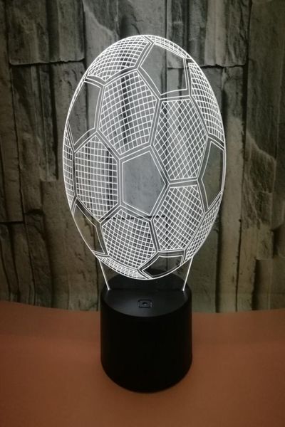 Настольная креативная светодиодная сенсорная лампа с пультом дистанционного управления, красочная футбольная 3d креативная визуальная ночная лампа, 3D стереонастольная лампа1294122