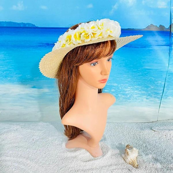 Ampla borda chapéus 2024 moda chapéu de palha sol verão praia coroa sem coroa para mulheres papale lauhala havaí viseiras