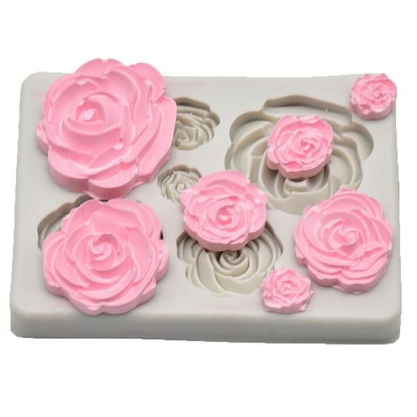 Rose Blume Silikon Form Fondant Form Kuchen Dekorieren Werkzeuge Schokolade Werkzeug Küche Backen Schaber 1pc226Z