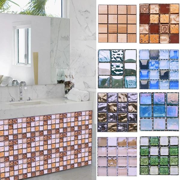 Adesivos de parede 10pcs 10cm PVC mosaico autoadesivo azulejo backsplash adesivo à prova de umidade DIY banheiro cozinha decalques de decoração de casa
